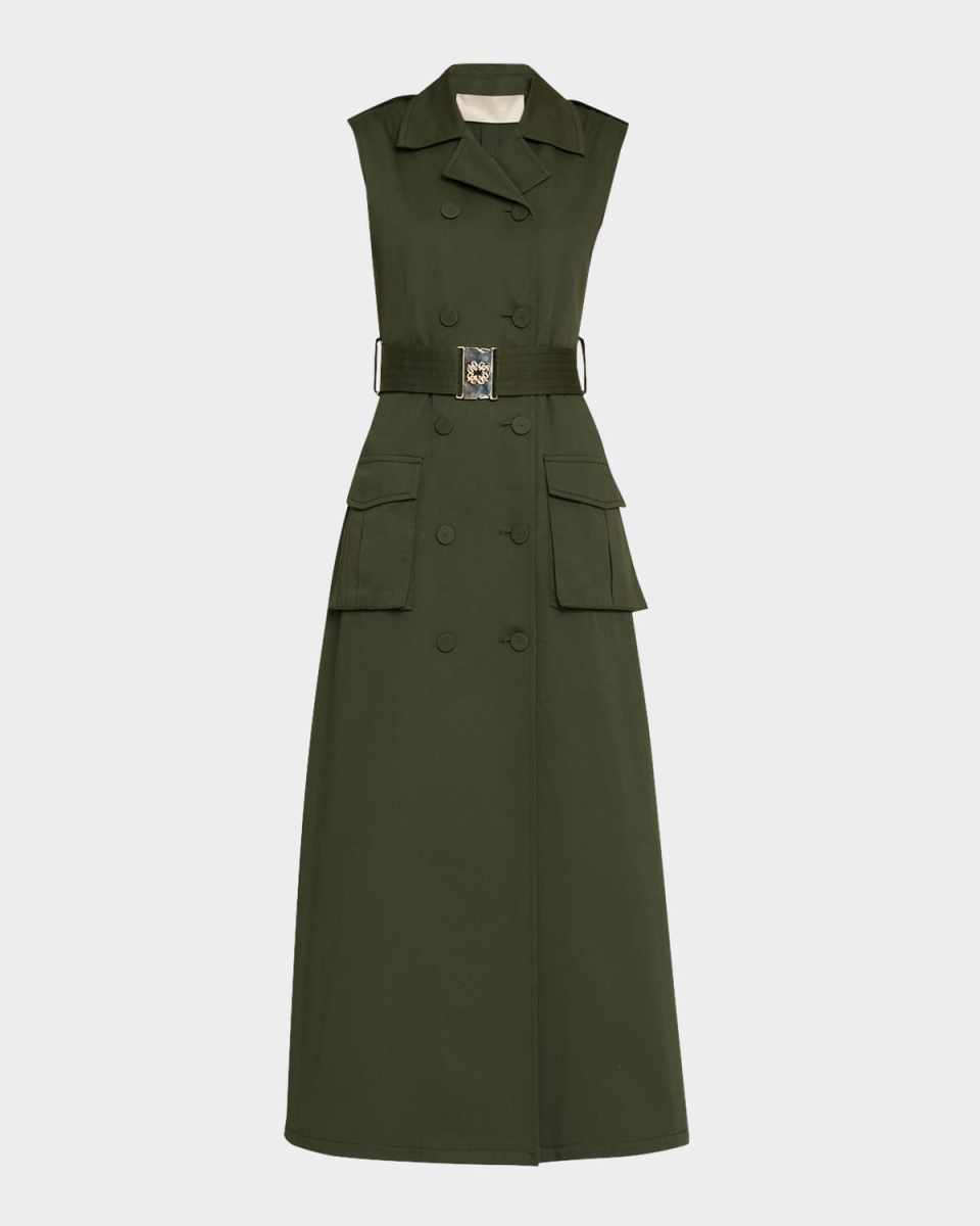 Belted Gabardine Midi Utility Dress